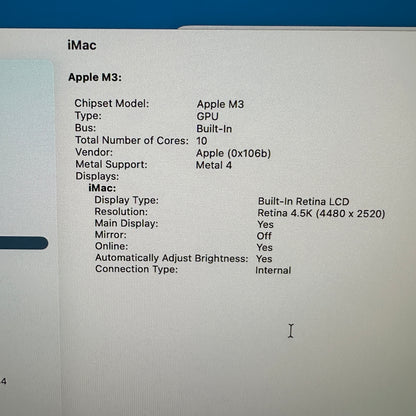 2023 Apple iMac 24" M3 10 Core 4.0GHz 8GB RAM 512GB SSD Blue A2873