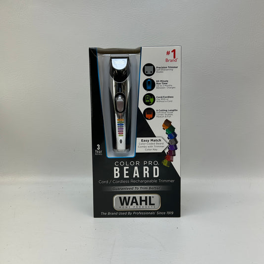New Wahl Color Pro Beard Cord/Cordless Rechargeable Hair Beard Trimmer 9891-100
