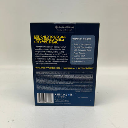 New Audien Hearing Atom One OTC Hearing Aids AT1RB004