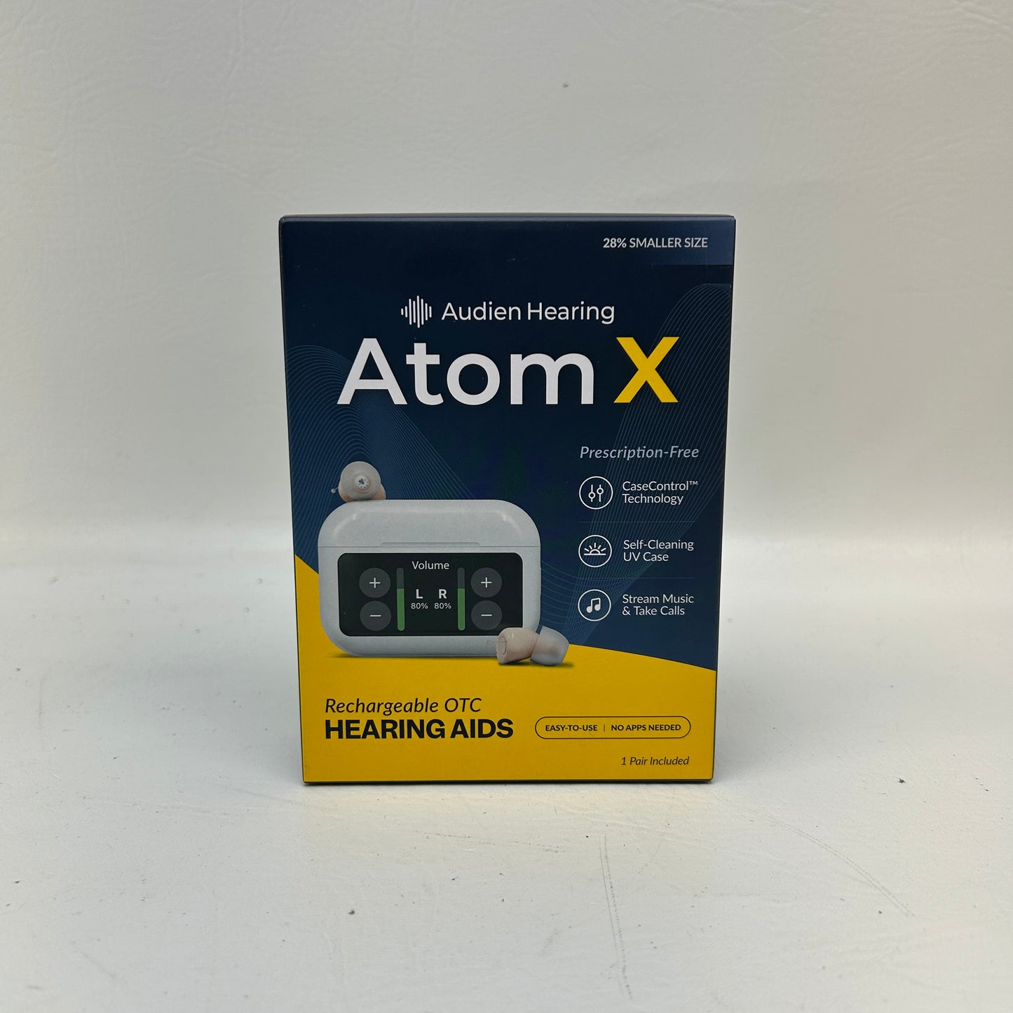 New Audien Hearing Atom X OTC Hearing Aids Touchscreen Case Bluetooth