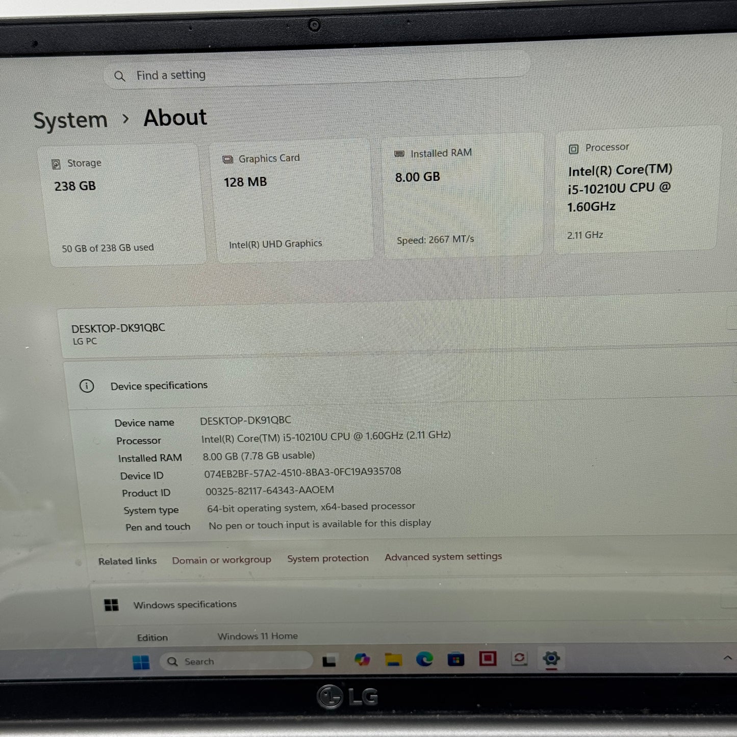 LG Gram 15Z995 15.6" i5-10210U 1.6GHz 8GB RAM 256GB SSD