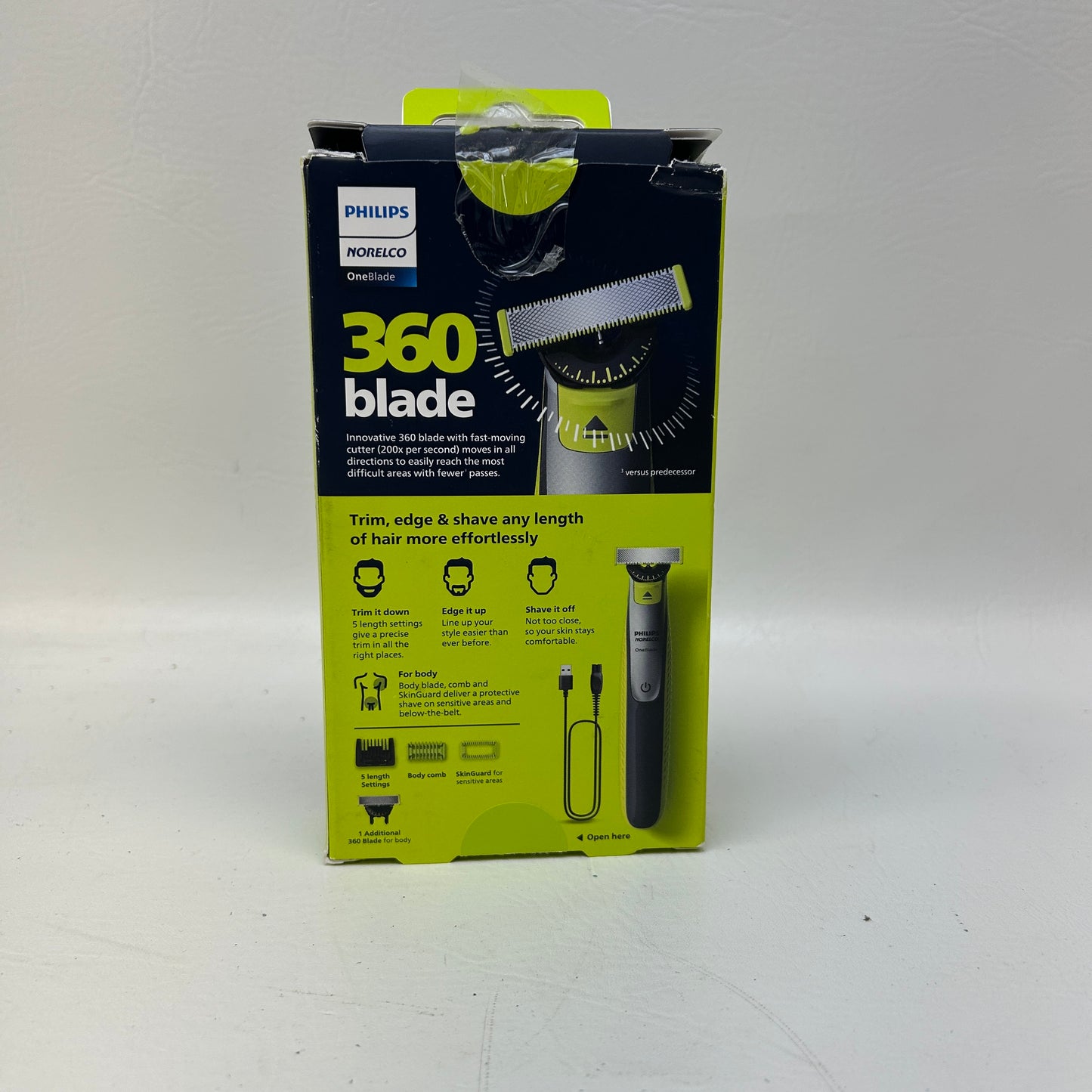 New Philips Norelco OneBlade 360 Face Body Electric Trimmer QP2834/70