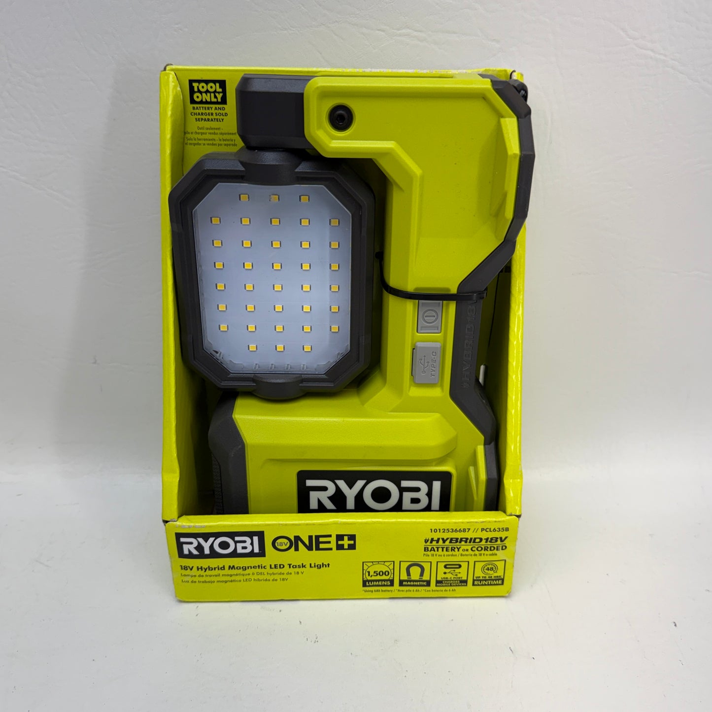 New Ryobi ONE+ 18V Hybrid Cordless LED Magnetic Task Light PCL635B 1500 Lumens