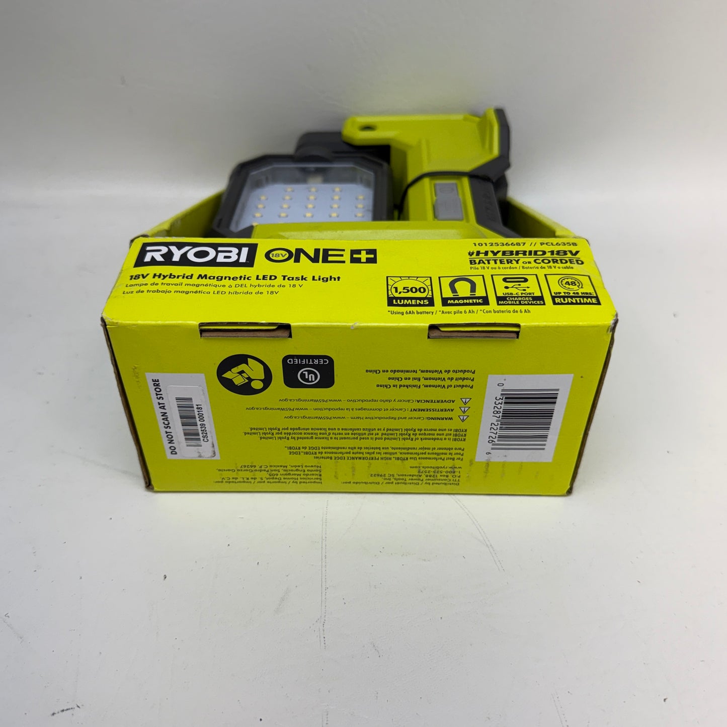 New Ryobi ONE+ 18V Hybrid Cordless LED Magnetic Task Light PCL635B 1500 Lumens