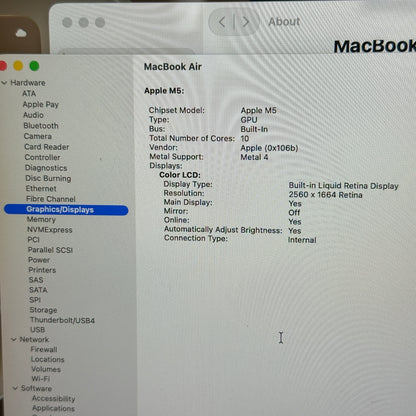2026 Apple MacBook Air 13" M5 10C GPU 4.6GHz 24GB RAM 1TB SSD A3449