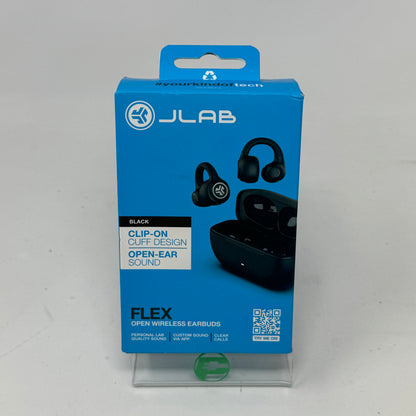 New JLab Flex True Wireless Bluetooth Open-Ear Earbuds Black 23-041525