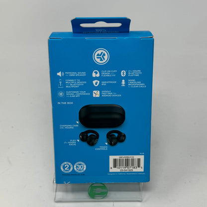 New JLab Flex True Wireless Bluetooth Open-Ear Earbuds Black 23-041525