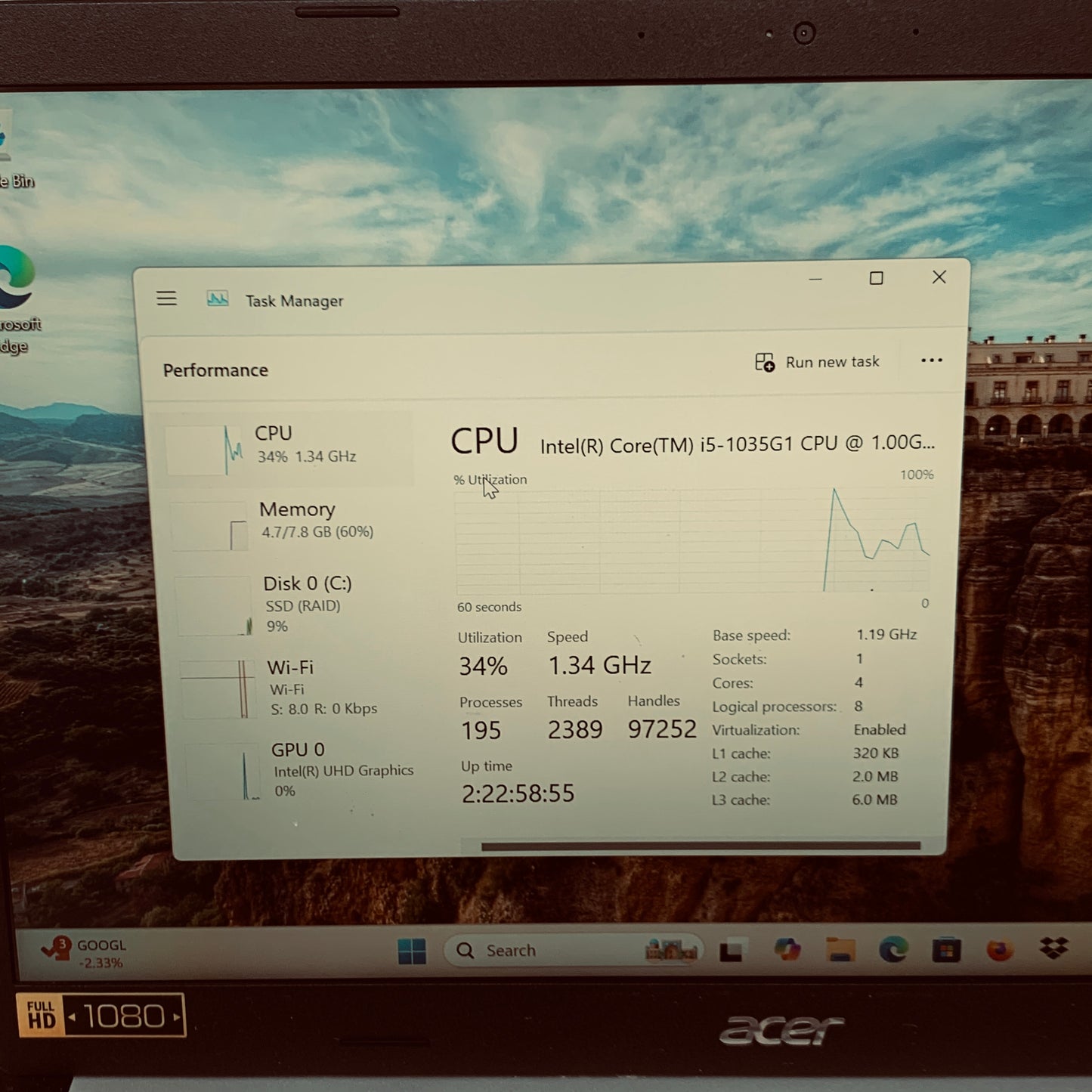 Acer Aspire 5 A515-55 15.6" i5-1035G1 1.0GHz 8GB RAM 256GB SSD