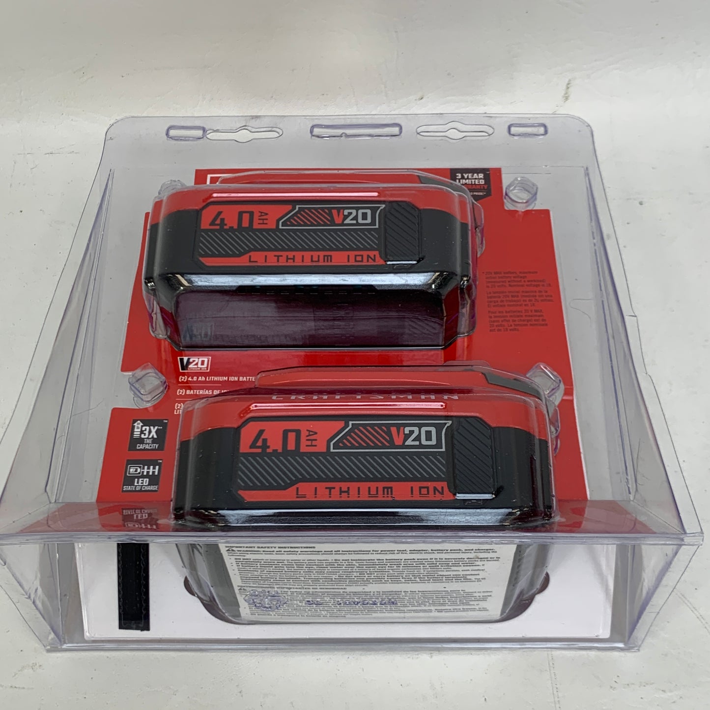 New Craftsman V20 4.0 Ah Battery 2-Pack CMCB204-2 High Capacity Lithium Ion