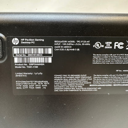 HP Pavilion Gaming Desktop Core i5-10400F 2.90GHz 16GB RAM 512GB SSD 2TB SSD 