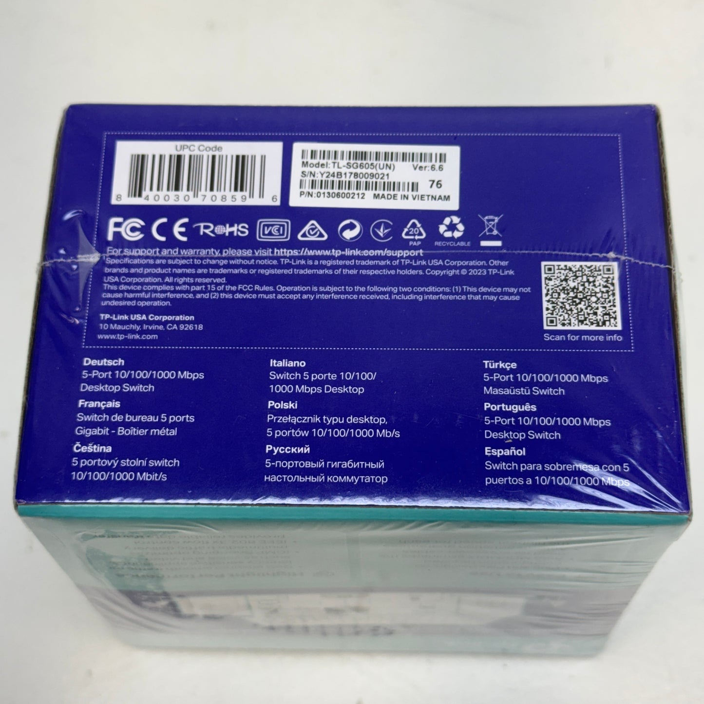 New  TP-Link TL-SG605 5-Port 10/100/1000Mbps Ethernet Network Switch Plug & Play
