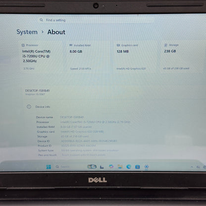 Dell Inspiron 15 3567 15.6" i5-7200U 2.5GHz 8GB RAM 256GB SSD
