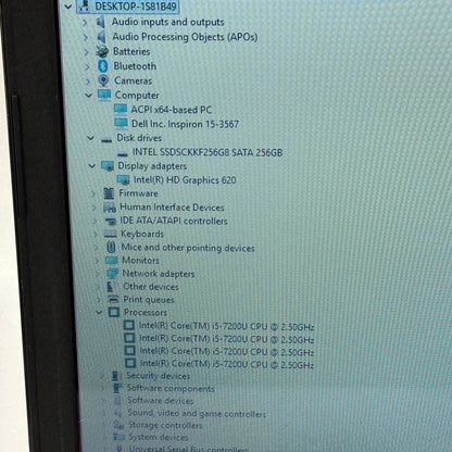 Dell Inspiron 15 3567 15.6" i5-7200U 2.5GHz 8GB RAM 256GB SSD