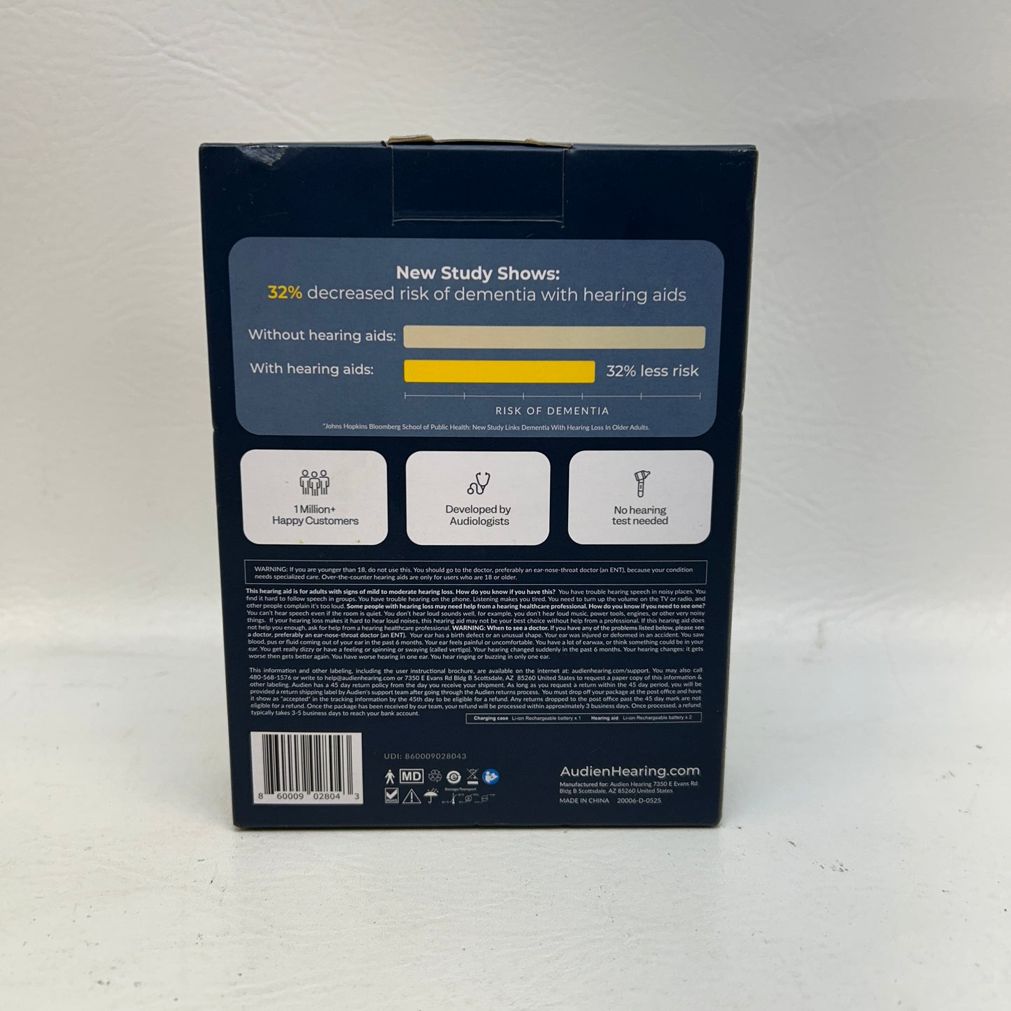 New Audien Atom Pro 2 OTC Hearing Aid Rechargeable Wireless Beige