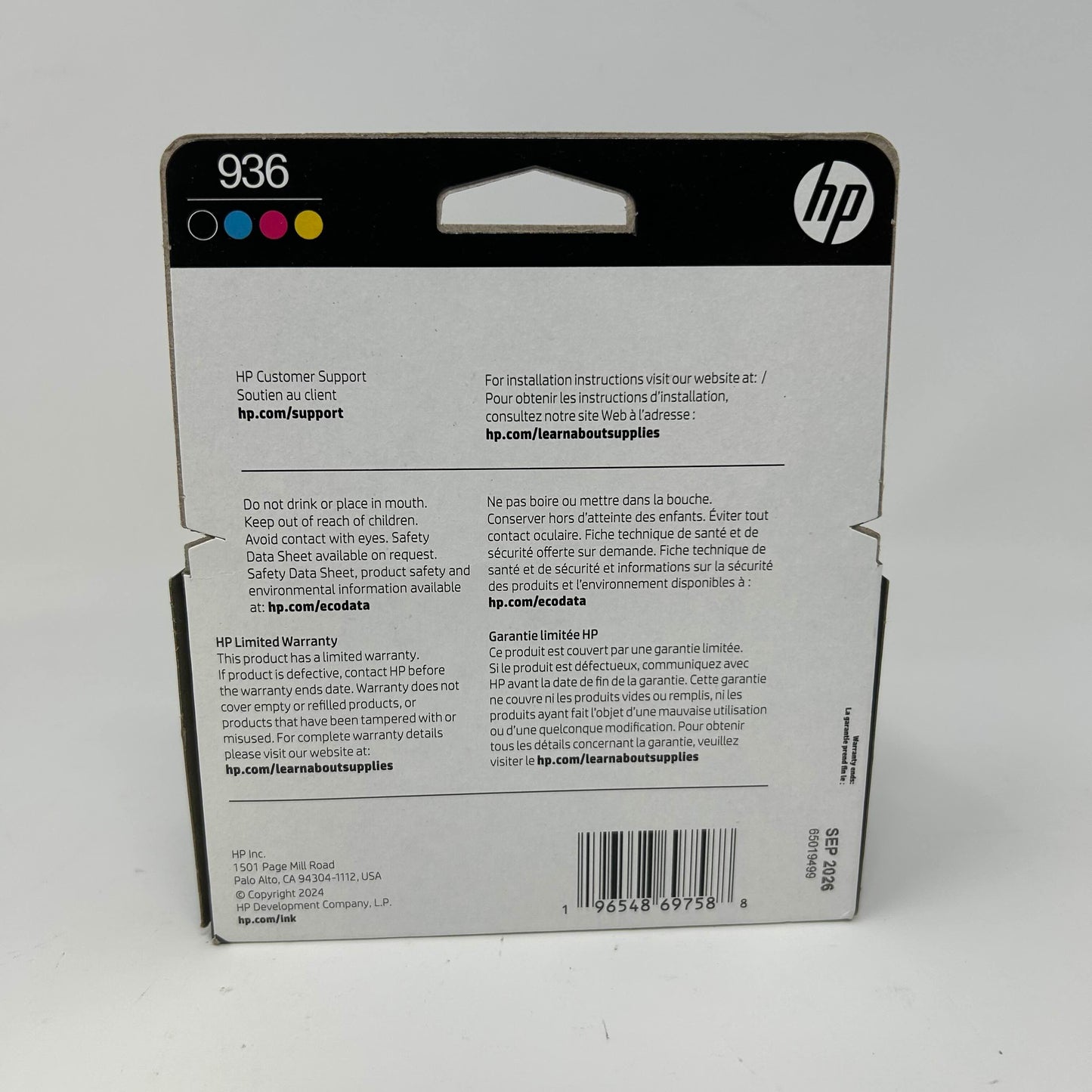 New HP 936 6C3Z5LN Black, Yellow, Cyan and Magenta Ink Cartridge