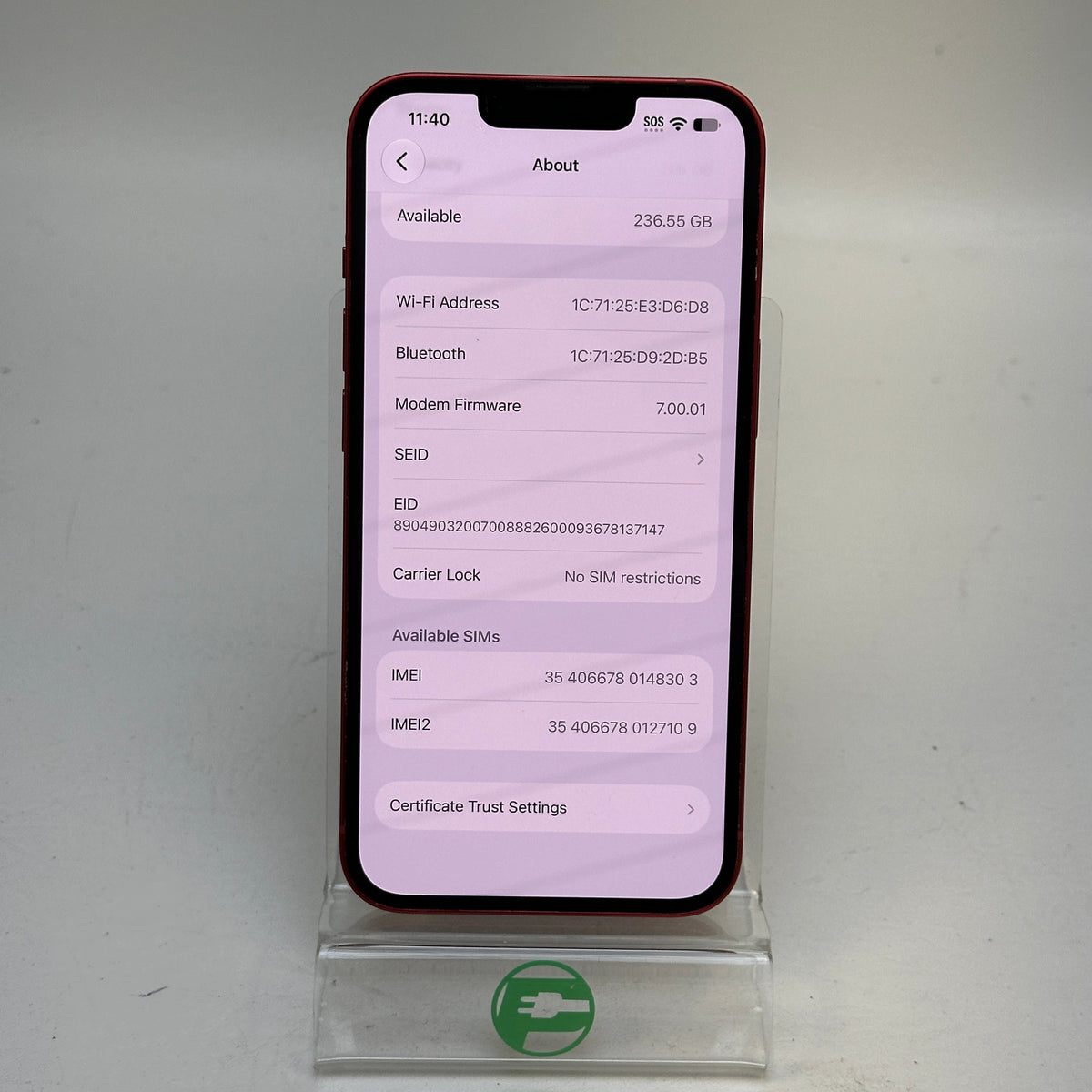 Factory Unlocked Apple iPhone 13 256GB Product Red MLAX3LL/A