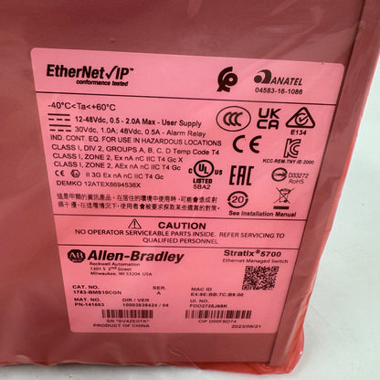 New Allen-Bradley Stratix 5700 10-Port Managed Ethernet Switch 1783-BMS10CGN