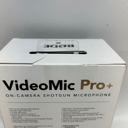 New Rode VideoMic Pro+ Premium On-Camera Shotgun Microphone VMPRPLUS