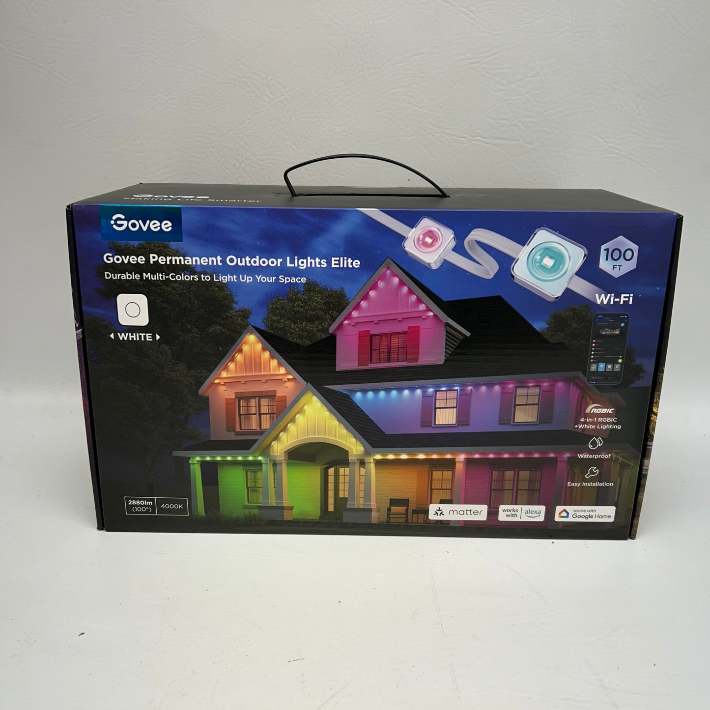 New Govee Permanent Outdoor Lights Elite 100ft RGBICW Smart LED White 92156259