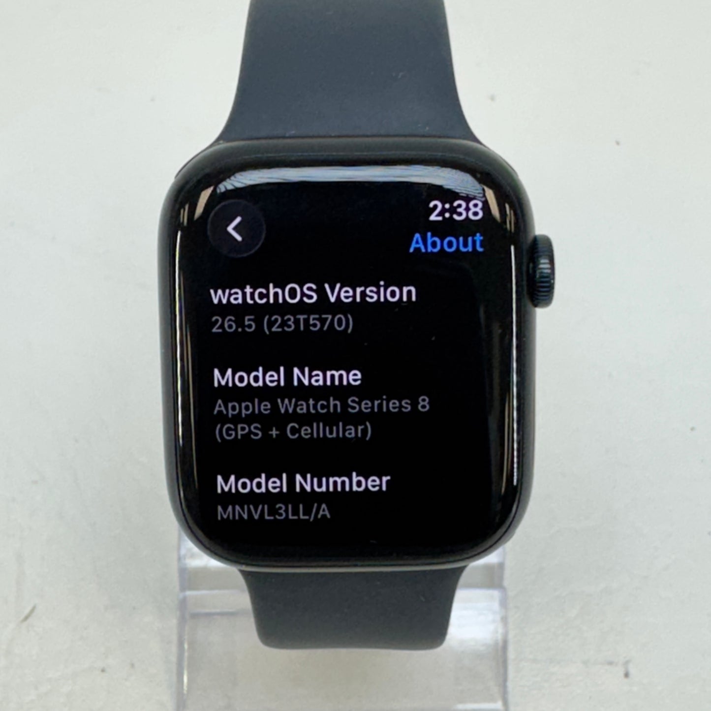 Unlocked Apple Watch Series 8 45MM Midnight Stainless Steel Black Sport Band MNVL3LL/A