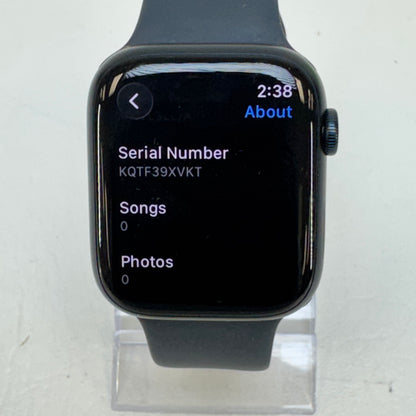 Unlocked Apple Watch Series 8 45MM Midnight Stainless Steel Black Sport Band MNVL3LL/A