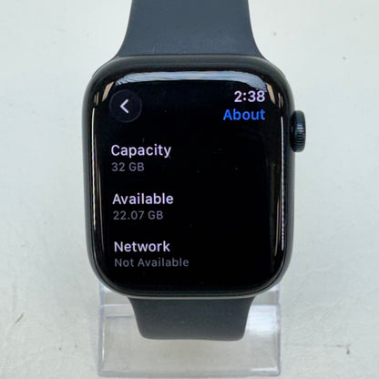Unlocked Apple Watch Series 8 45MM Midnight Stainless Steel Black Sport Band MNVL3LL/A