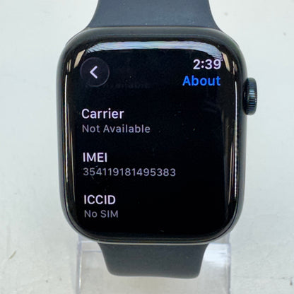 Unlocked Apple Watch Series 8 45MM Midnight Stainless Steel Black Sport Band MNVL3LL/A