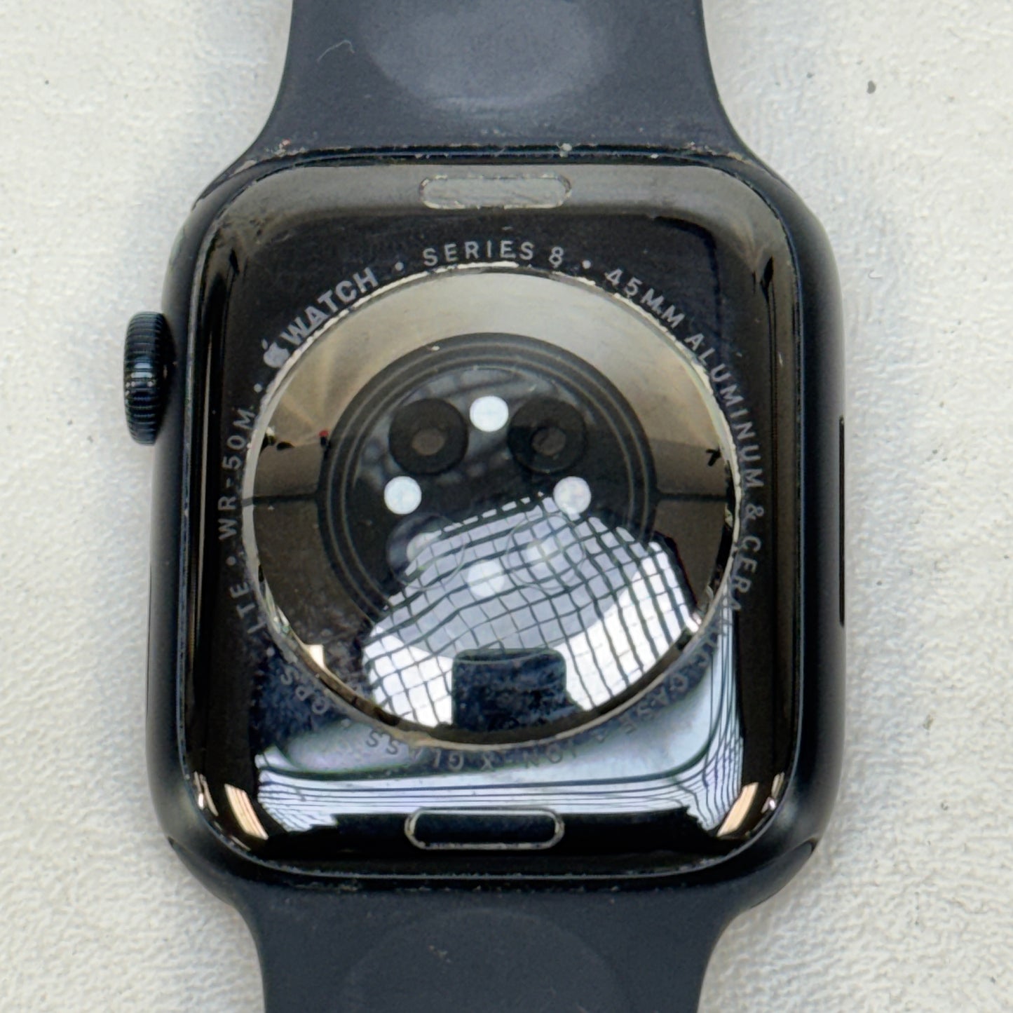 Unlocked Apple Watch Series 8 45MM Midnight Stainless Steel Black Sport Band MNVL3LL/A