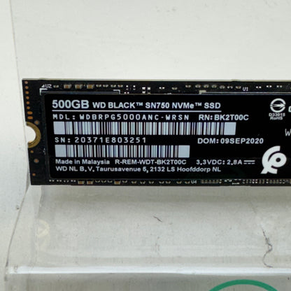 Western Digital WD 2280mm Black SN750 500GB M.2 NVMe Gen 3.0 x 4 SSD WDBRPG5000