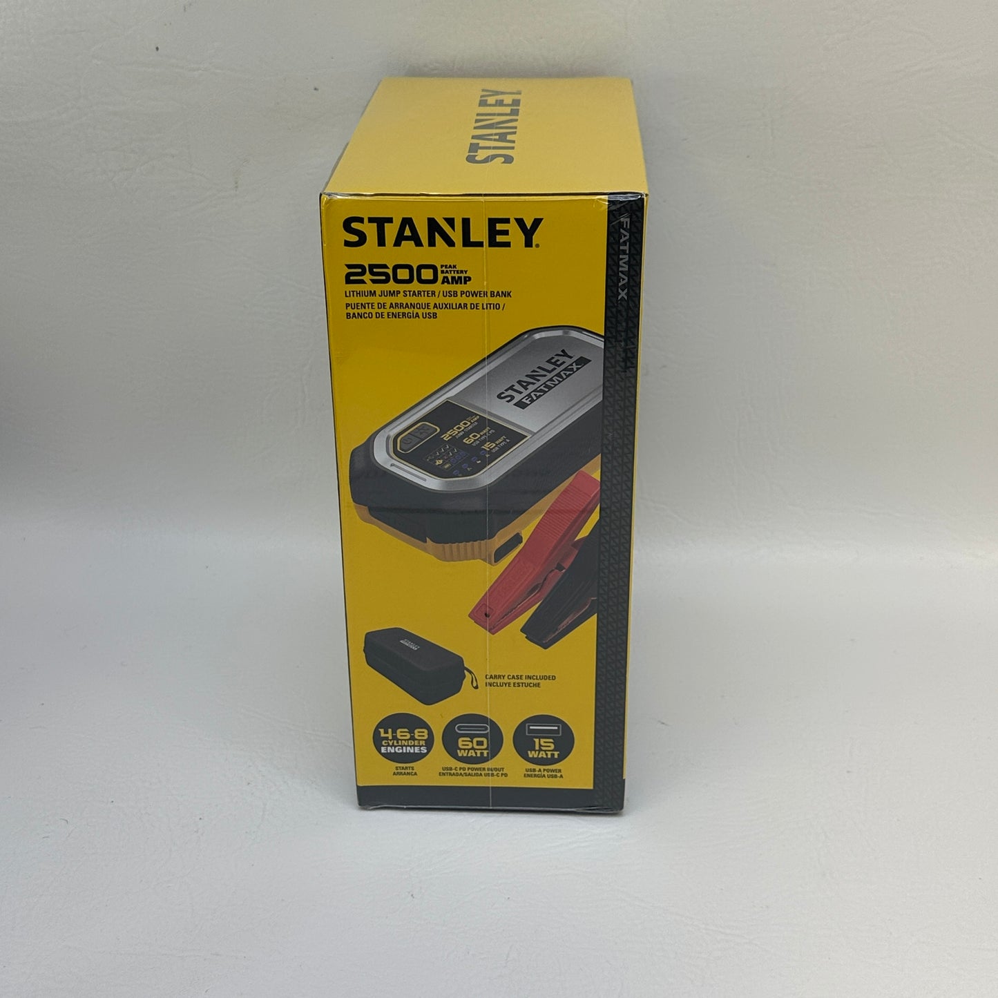 New Stanley 2500A Peak Amp Lithium Jump Starter w/ USB & Case LJ25FC