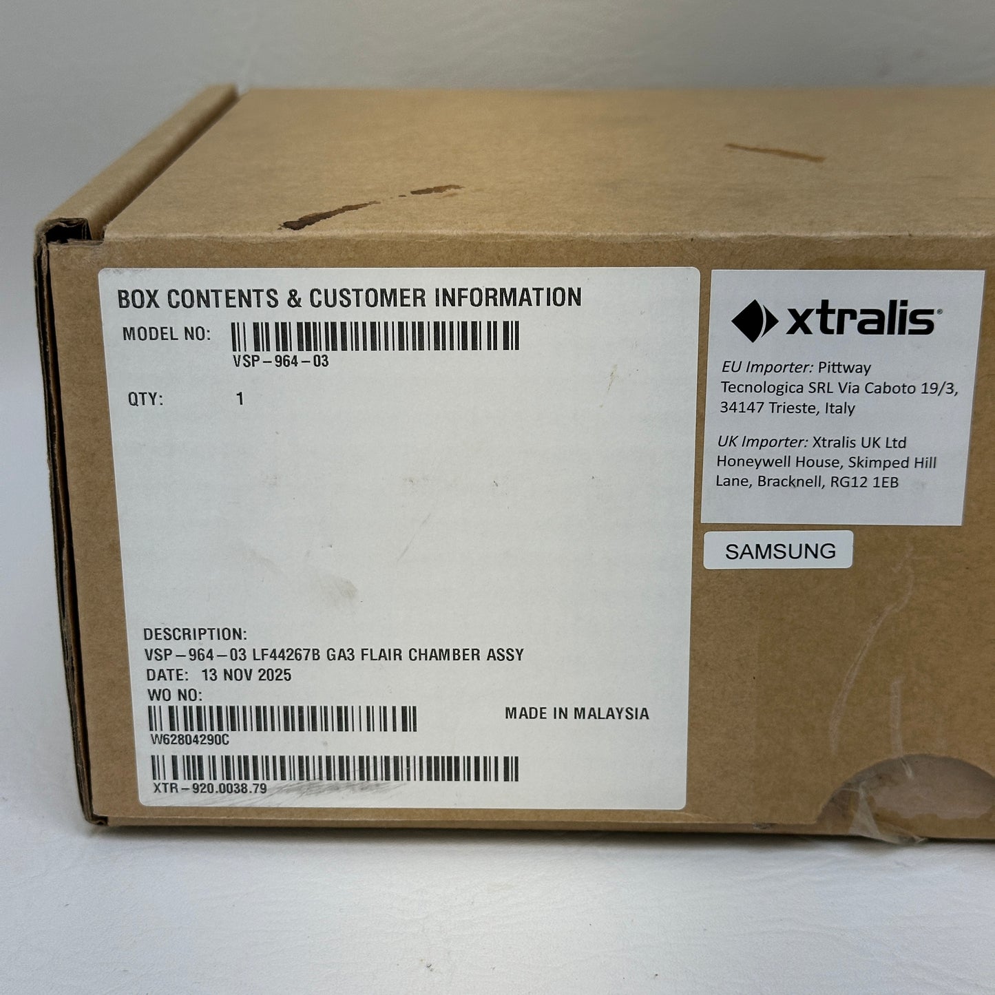 New XTRALIS VSP-964-03 GA3 Flair Detection Chamber Assembly