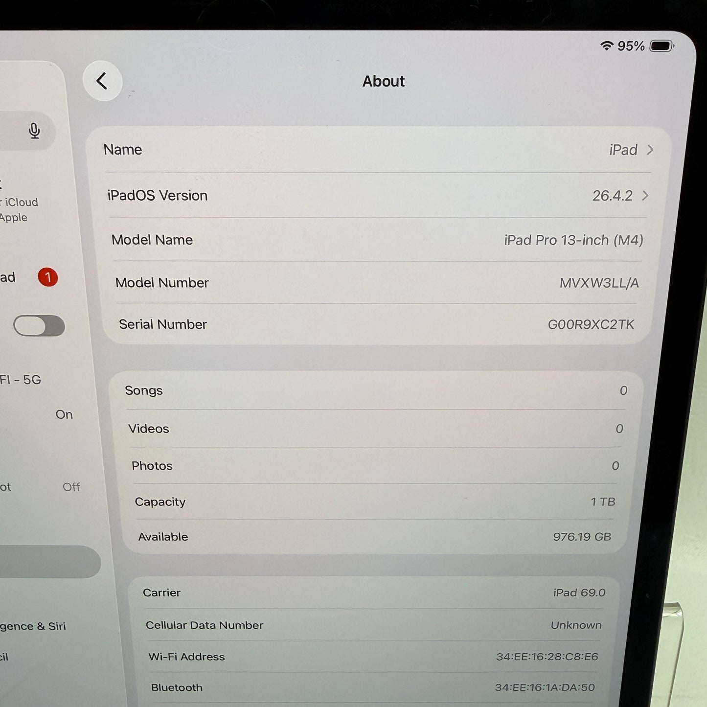 Unlocked Apple iPad Pro 13" M4 1TB Space Black MVXW3LL/A
