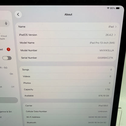 Unlocked Apple iPad Pro 13" M4 1TB Space Black MVXW3LL/A