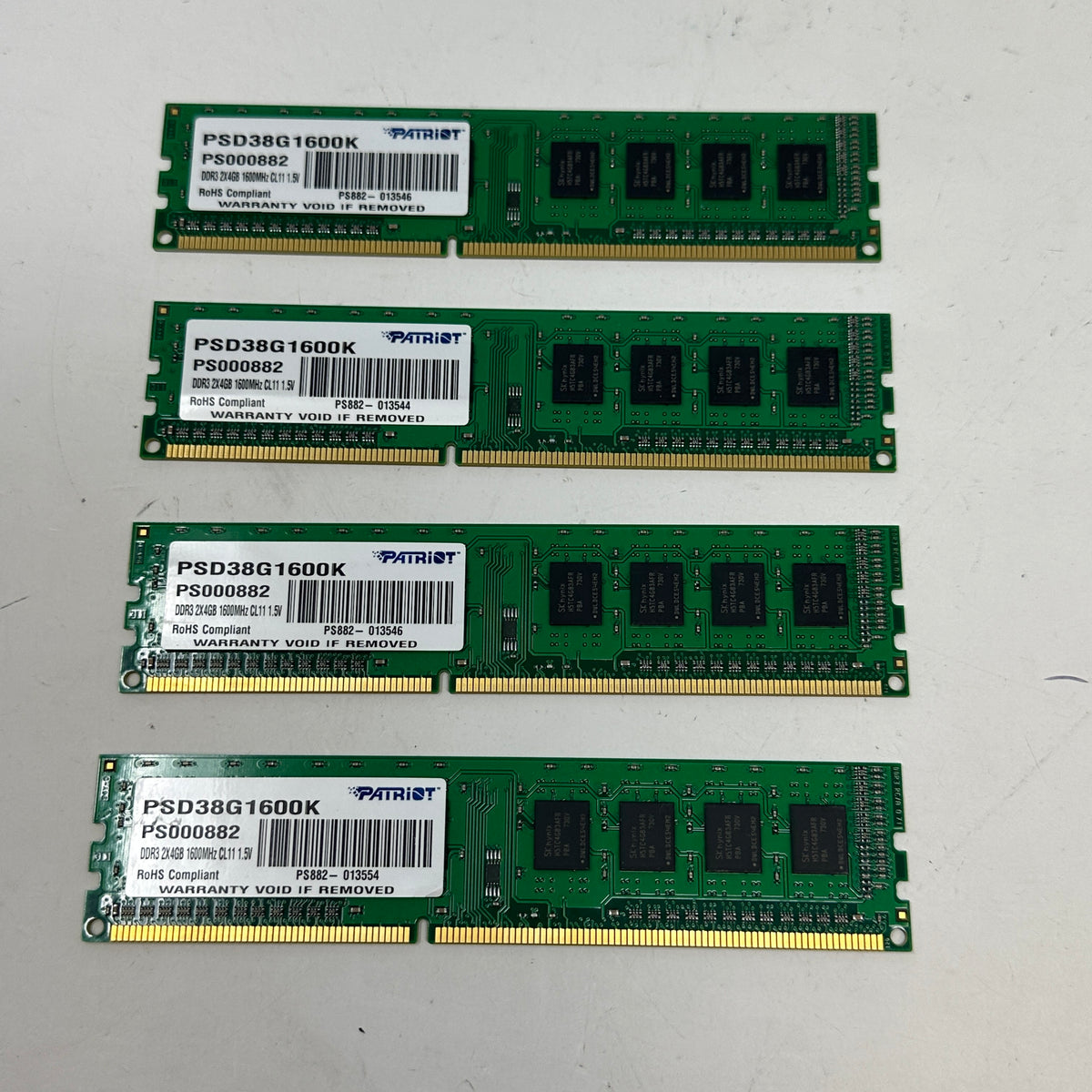 Patriot DDR3 2X4GB 1600MHz CL11 1.5V 16GB (4×4GB) RAM DDR3 1600MHz PSD38G1600K