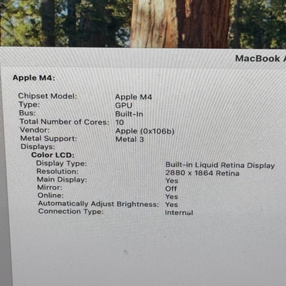 2025 Apple MacBook Air 15" M4 10C GPU 4.5GHz 16GB RAM 256GB SSD MW1L3LL/A