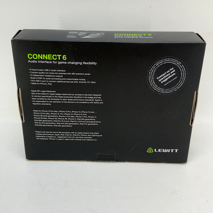 Lewitt Connect 6 DSP-Powered USB-C Audio Interface 6x6 for Desktop & Mobile