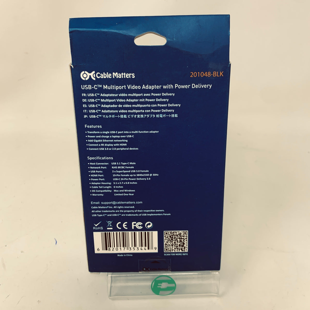 New Cable Matters 201048-BLK USB-C Multiport Video Adapter
