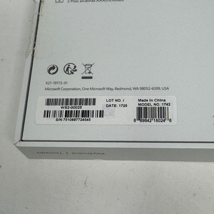 Microsoft Surface Keyboard Model 1742 WS2-00025 Wireless Bluetooth Light Gray