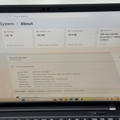 Lenovo ThinkPad X1 Carbon Gen 9 14" i7-1185G7 3.0GHz 32GB RAM 2TB SSD
