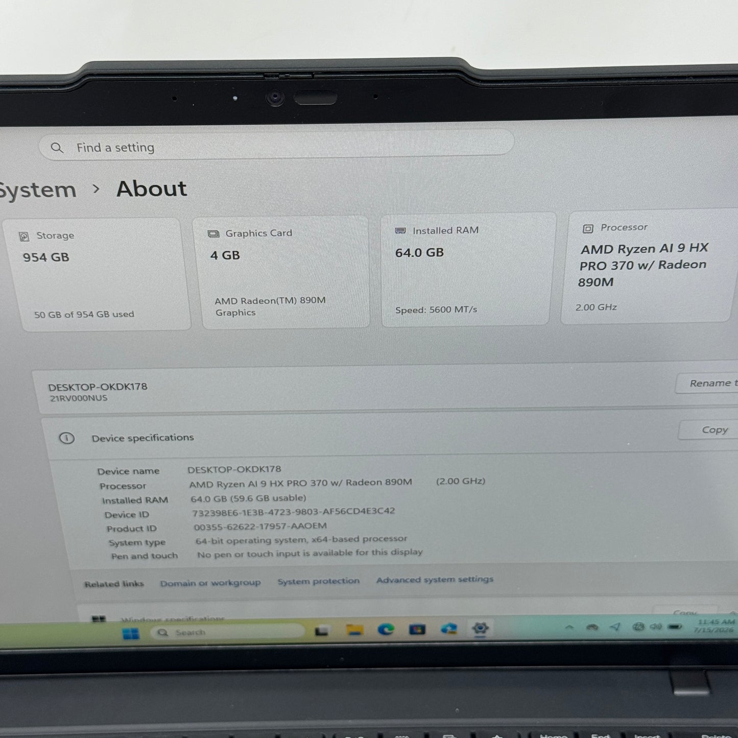 Lenovo ThinkPad P14s Gen 6 OKDK178 14" Ryzen AI 9 HX Pro 370 2.0GHz 64GB RAM 1TB SSD