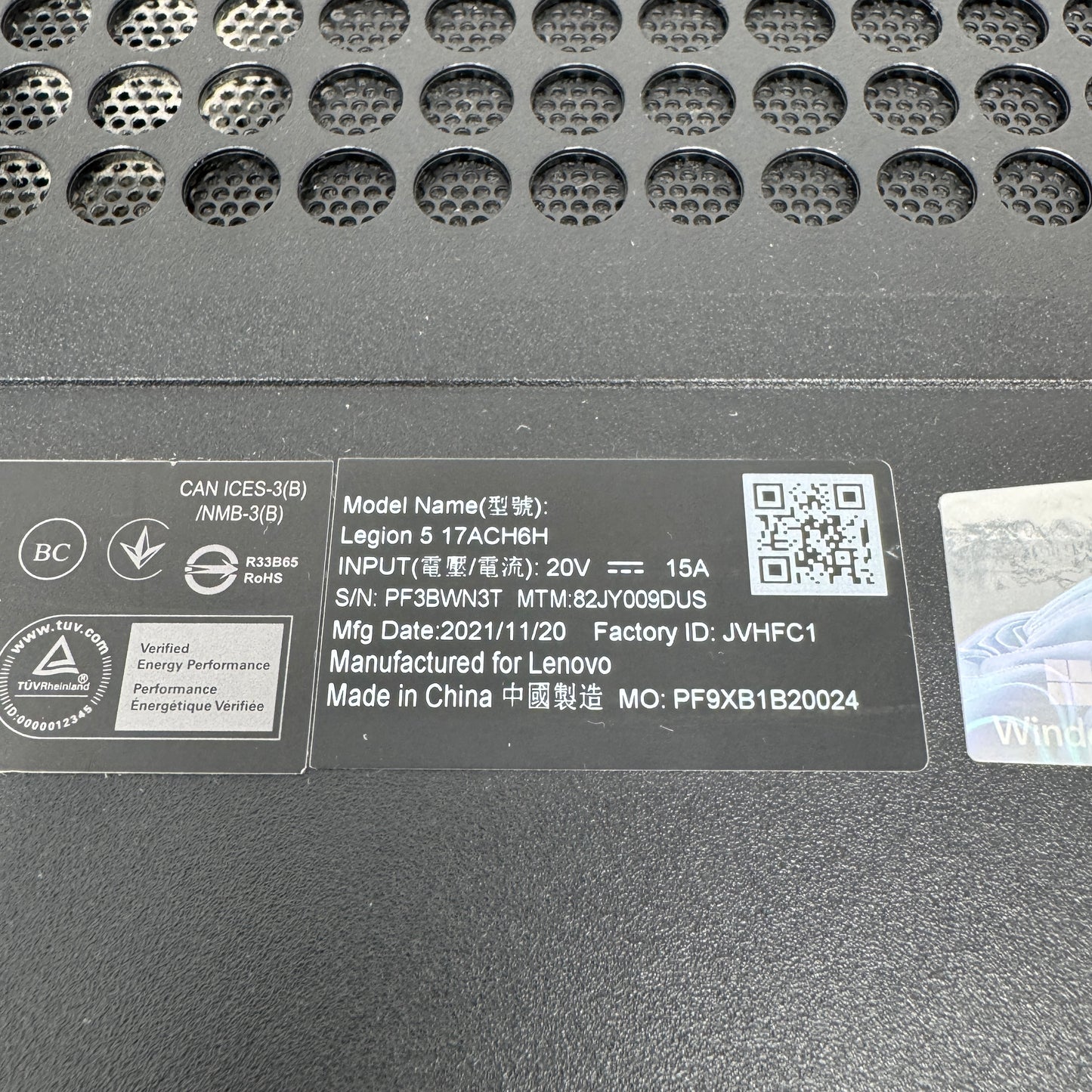 Lenovo Legion 5 Gen 6 17ACH6H 17.3" Ryzen 7 5800H 3.2GHz 16GB RAM 1TB SSD 