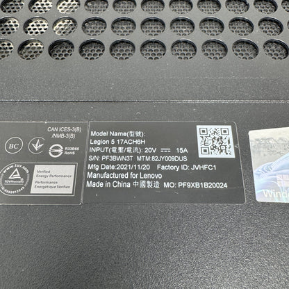 Lenovo Legion 5 Gen 6 17ACH6H 17.3" Ryzen 7 5800H 3.2GHz 16GB RAM 1TB SSD 