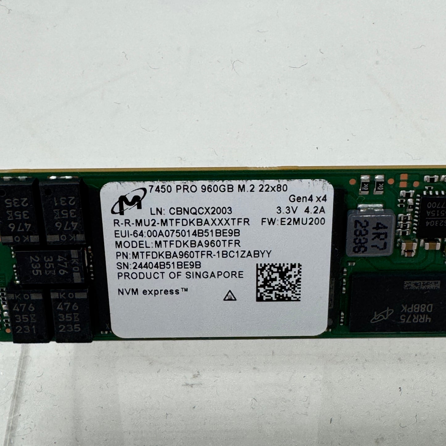 Micron M.2 2280 7450 Pro 960GB NVMe PCIe Gen 4.0 x4 SSD MTFDKBA960TFR