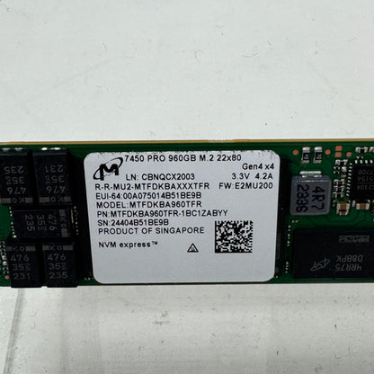 Micron M.2 2280 7450 Pro 960GB NVMe PCIe Gen 4.0 x4 SSD MTFDKBA960TFR