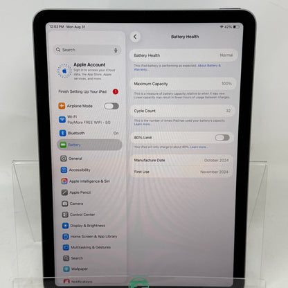 WiFi Only Apple iPad Air 11" M2 128GB Space Gray MUWC3LL/A