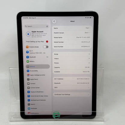 WiFi Only Apple iPad Air 11" M2 128GB Space Gray MUWC3LL/A