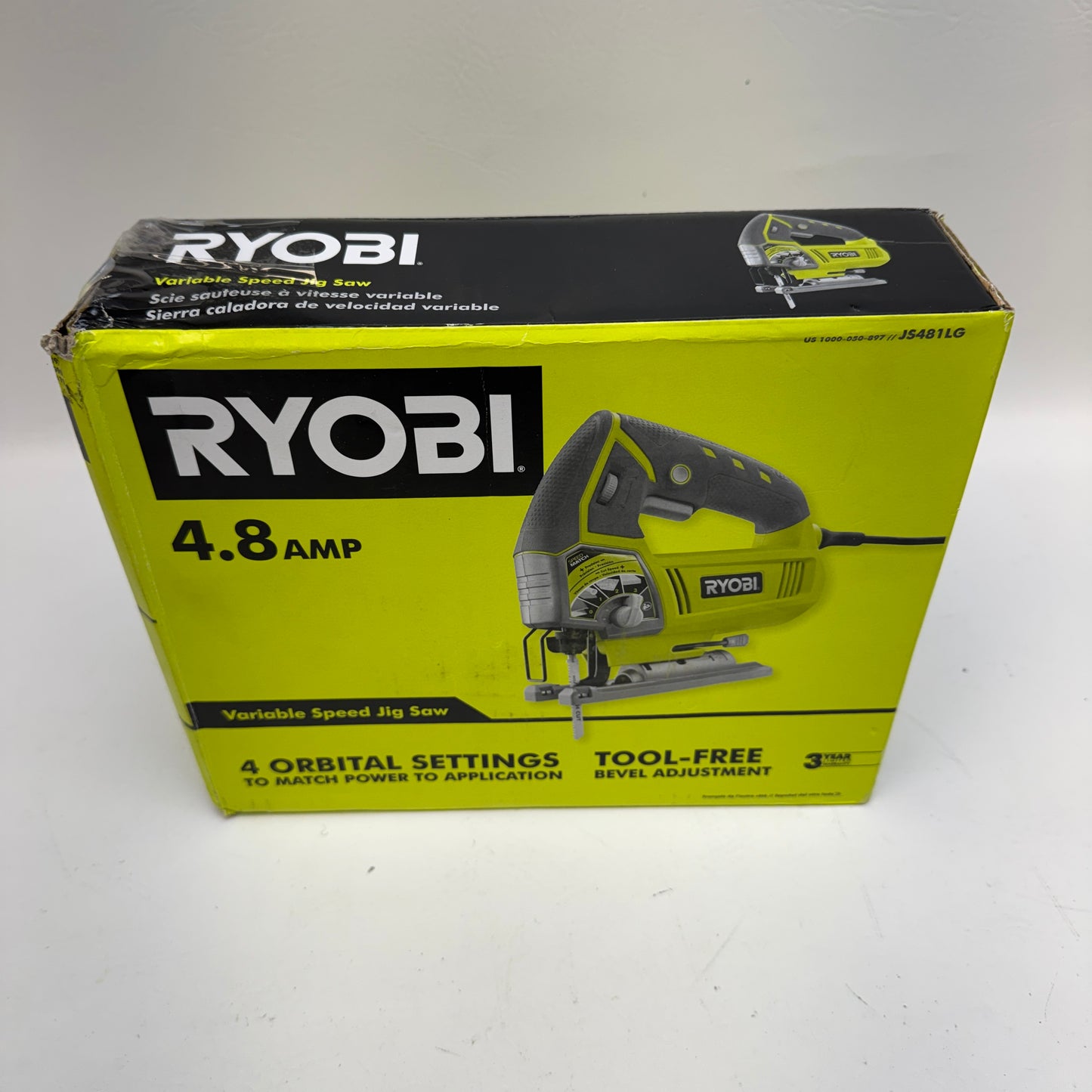 New Ryobi JS481LG 4.8 Amp Corded Variable Speed Orbital Jig Saw