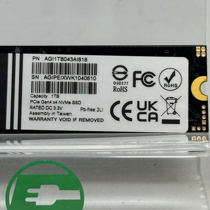 AGI 1TB M.2 NVMe Gen 4.0 x4 SSD 2.5" Solid State Drive AGI1TB043AI818