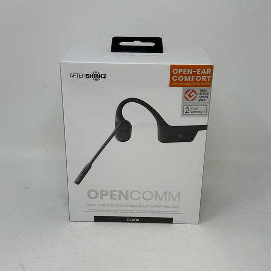 New AfterShokz OpenComm ASC100B Bone Conduction Wireless Headset Black