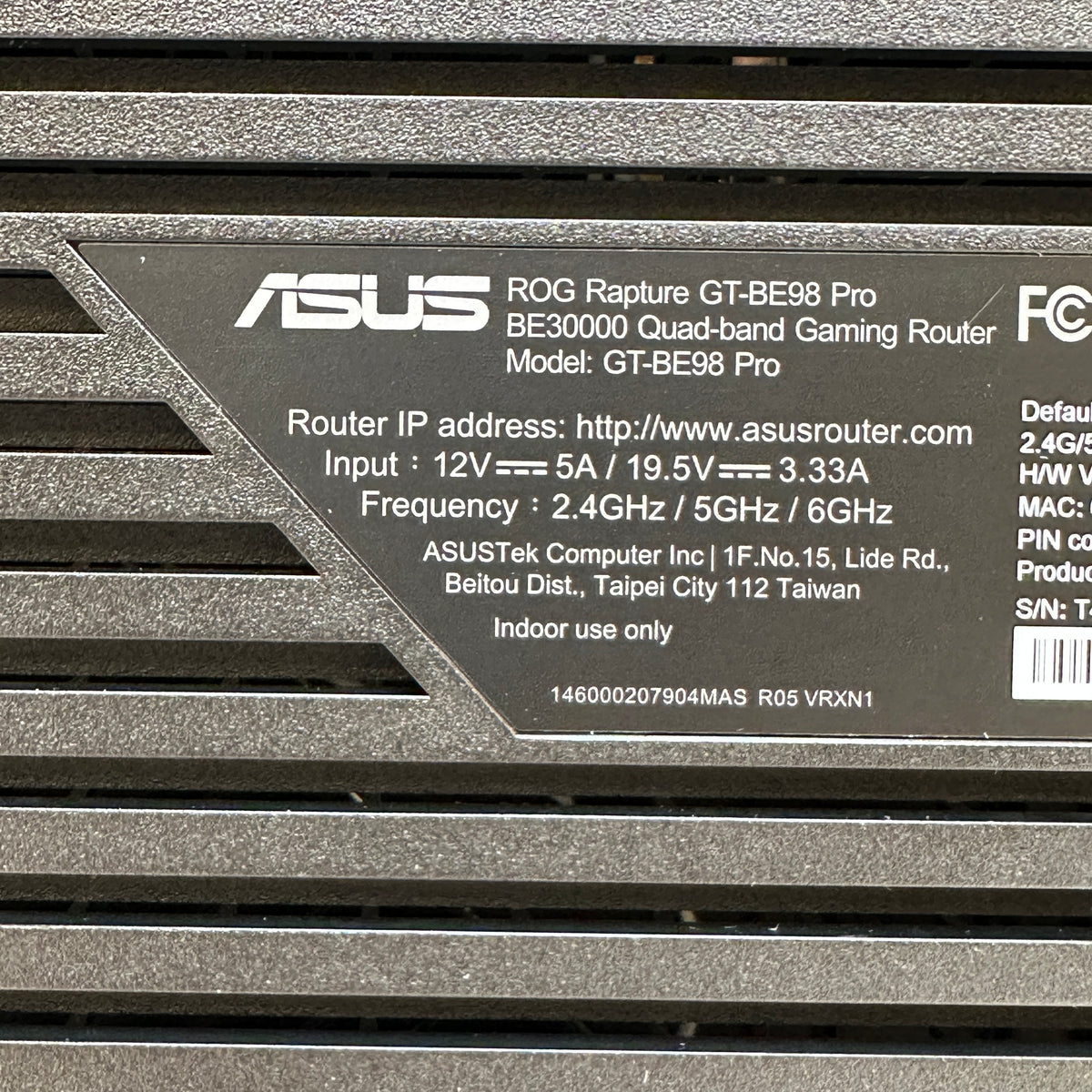 ASUS ROG Rapture GT-BE98 Pro Quad Band WiFi 7 GT-BE98 PRO Wireless Router